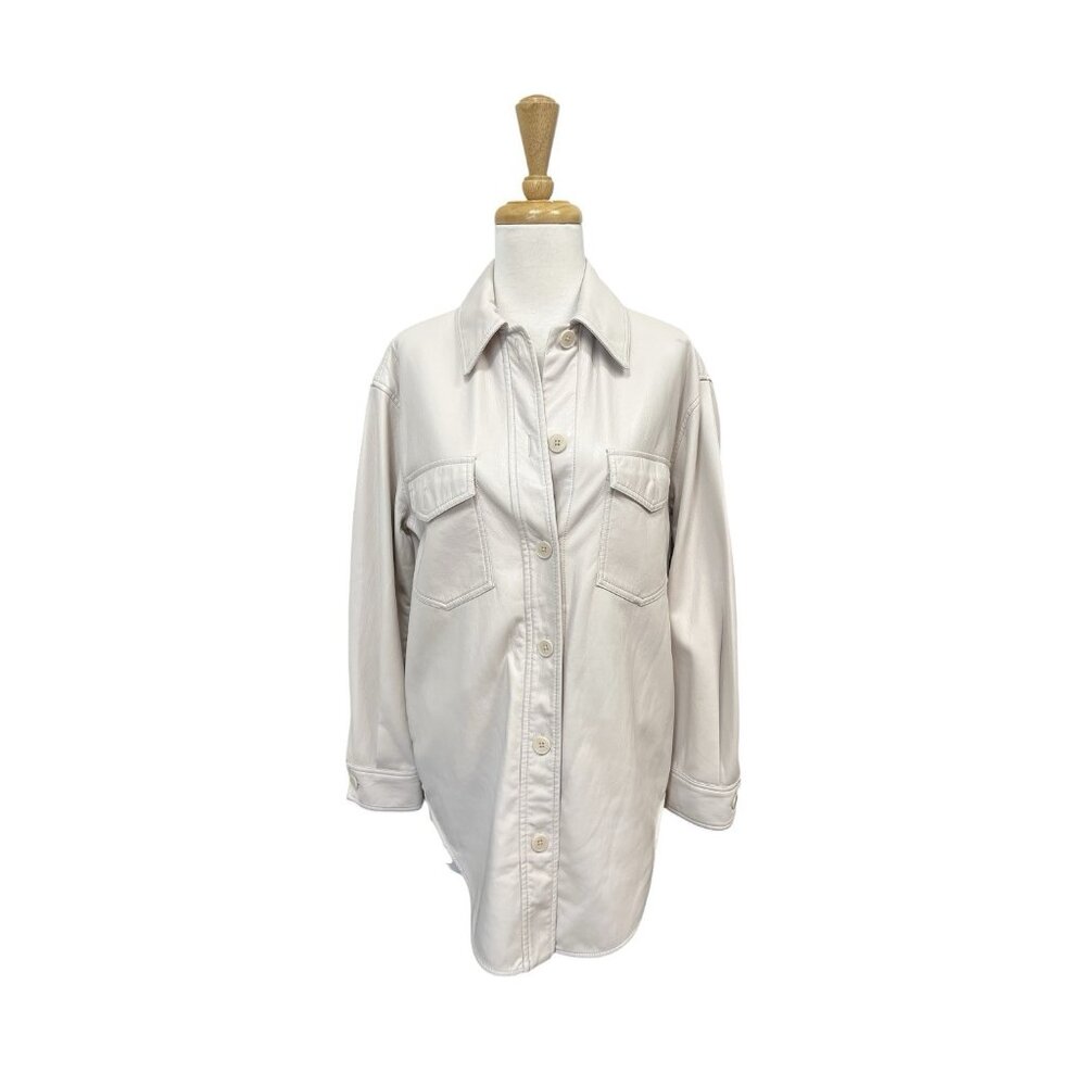 Wilfred Aritzia The Ganna Faux Leather Shirt Jacket Shacket Size Xs Beige